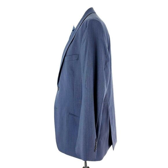 Tommy Hilfiger Wool 2 Button Blazer 42R Blue Striped Extra Pocket Peak Lapel - Picture 5 of 11